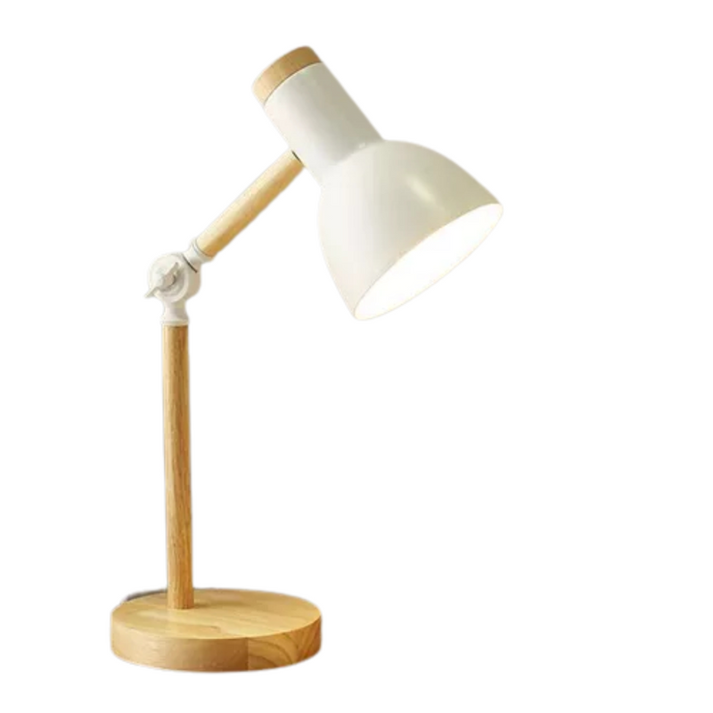 Luminária De Mesa Retratil Com Base De Madeira