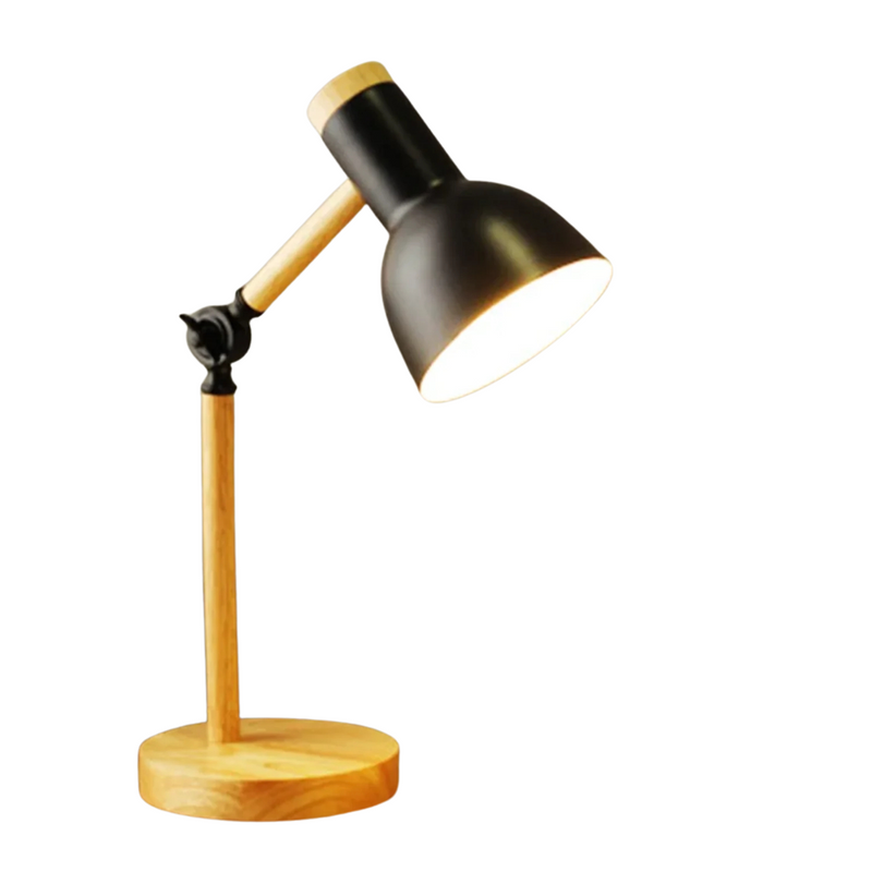 Luminária De Mesa Retratil Com Base De Madeira
