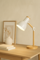 Luminária De Mesa Retratil Com Base De Madeira