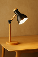 Luminária De Mesa Retratil Com Base De Madeira