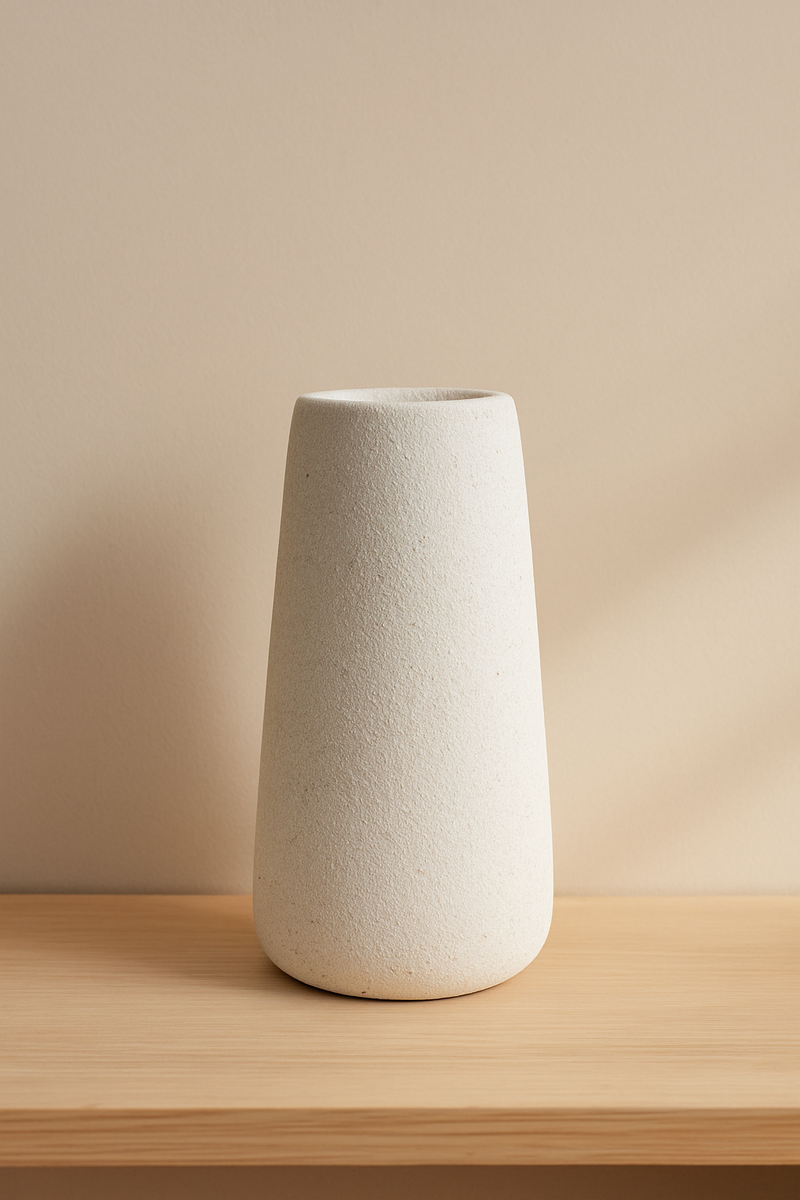 Vaso branco de cerâmica textura