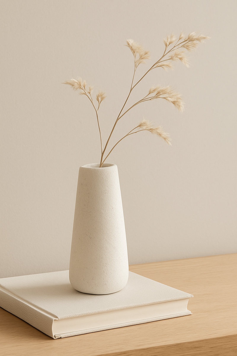 Vaso branco de cerâmica textura