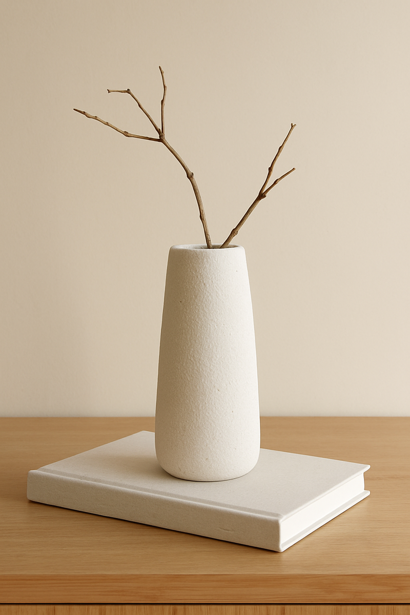 Vaso branco de cerâmica textura