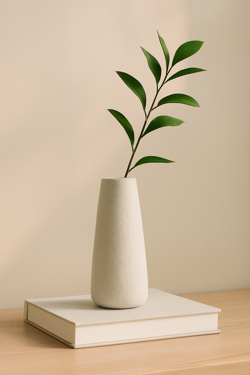 Vaso branco de cerâmica textura